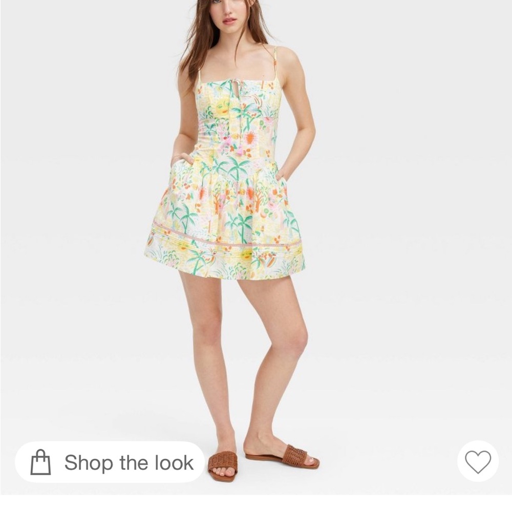 Roller Rabbit Yellow Tropical-Print Mini Dress
